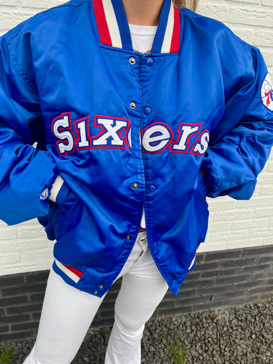 Philadelphia Sixers satin varsity jacket | Laura Stappers Vintage