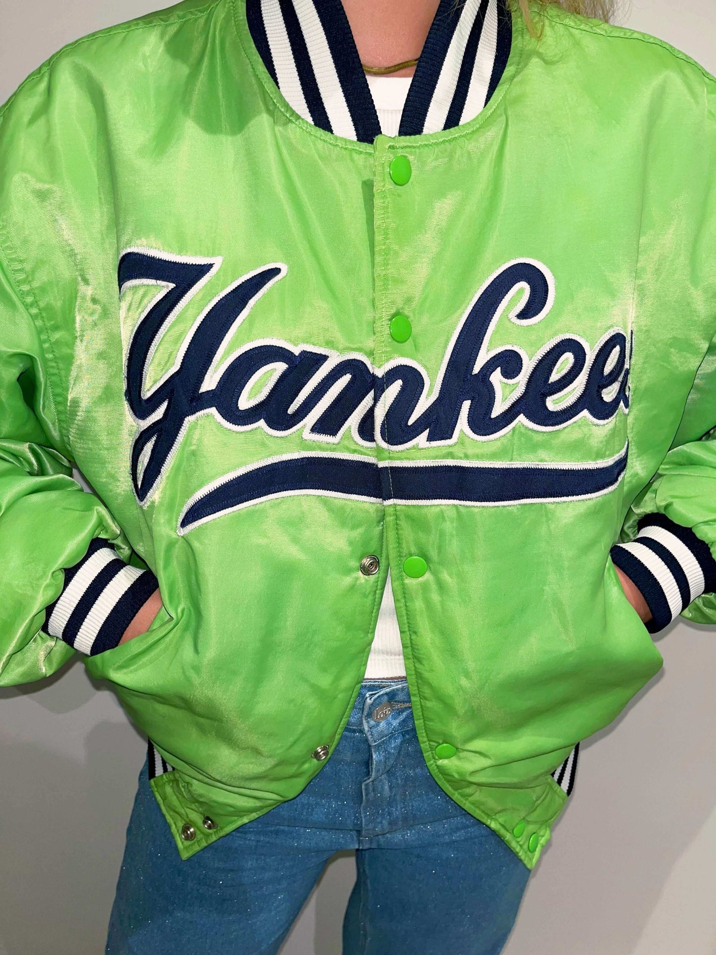 Yankees spell-out jacket green | Laura Stappers Vintage