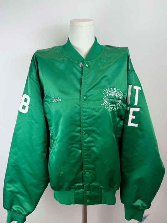 Vintage satin varsity jacket groen | Laura Stappers Vintage