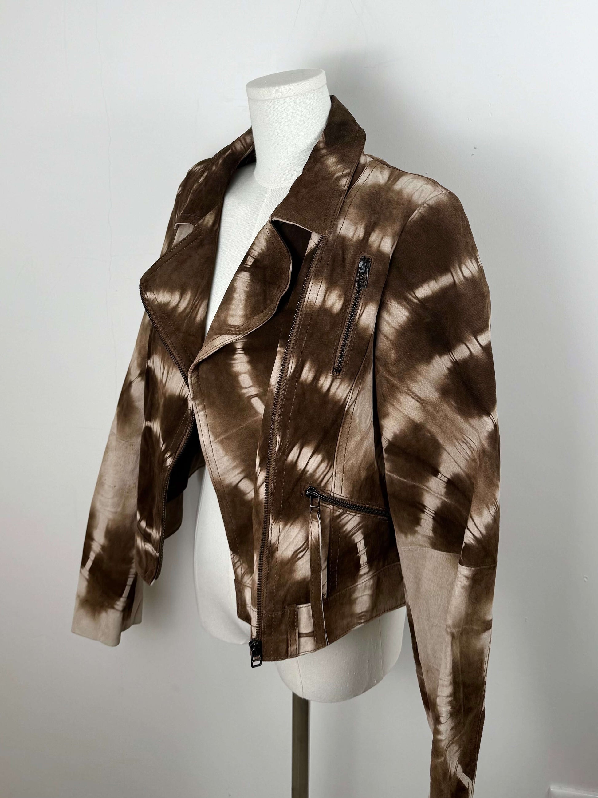 Vintage leather jacket tie dye brown | Laura Stappers Vintage