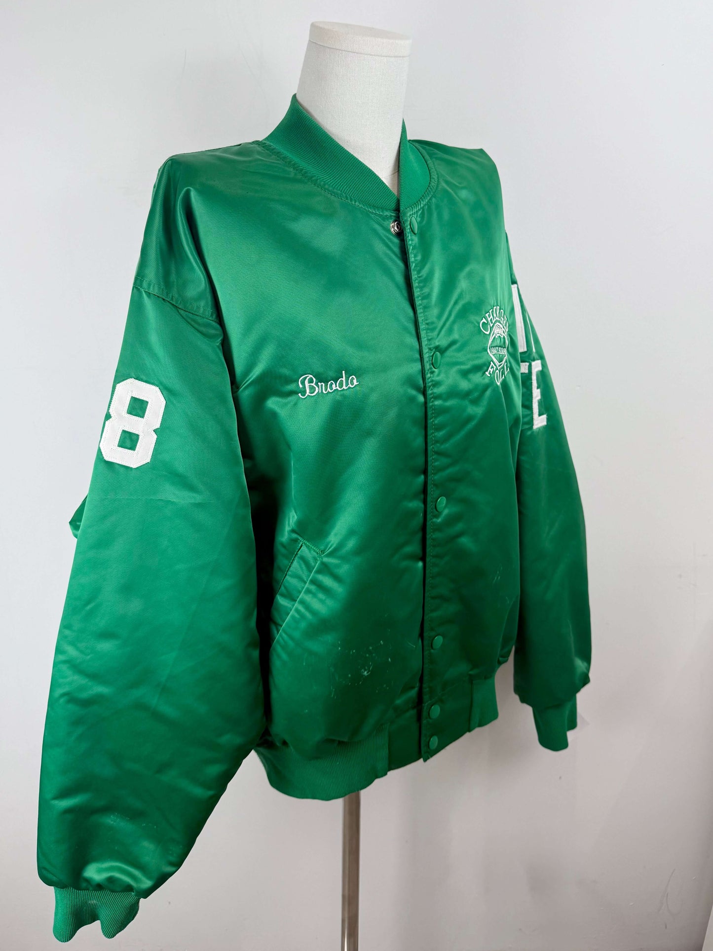 Vintage satin varsity jacket groen | Laura Stappers Vintage