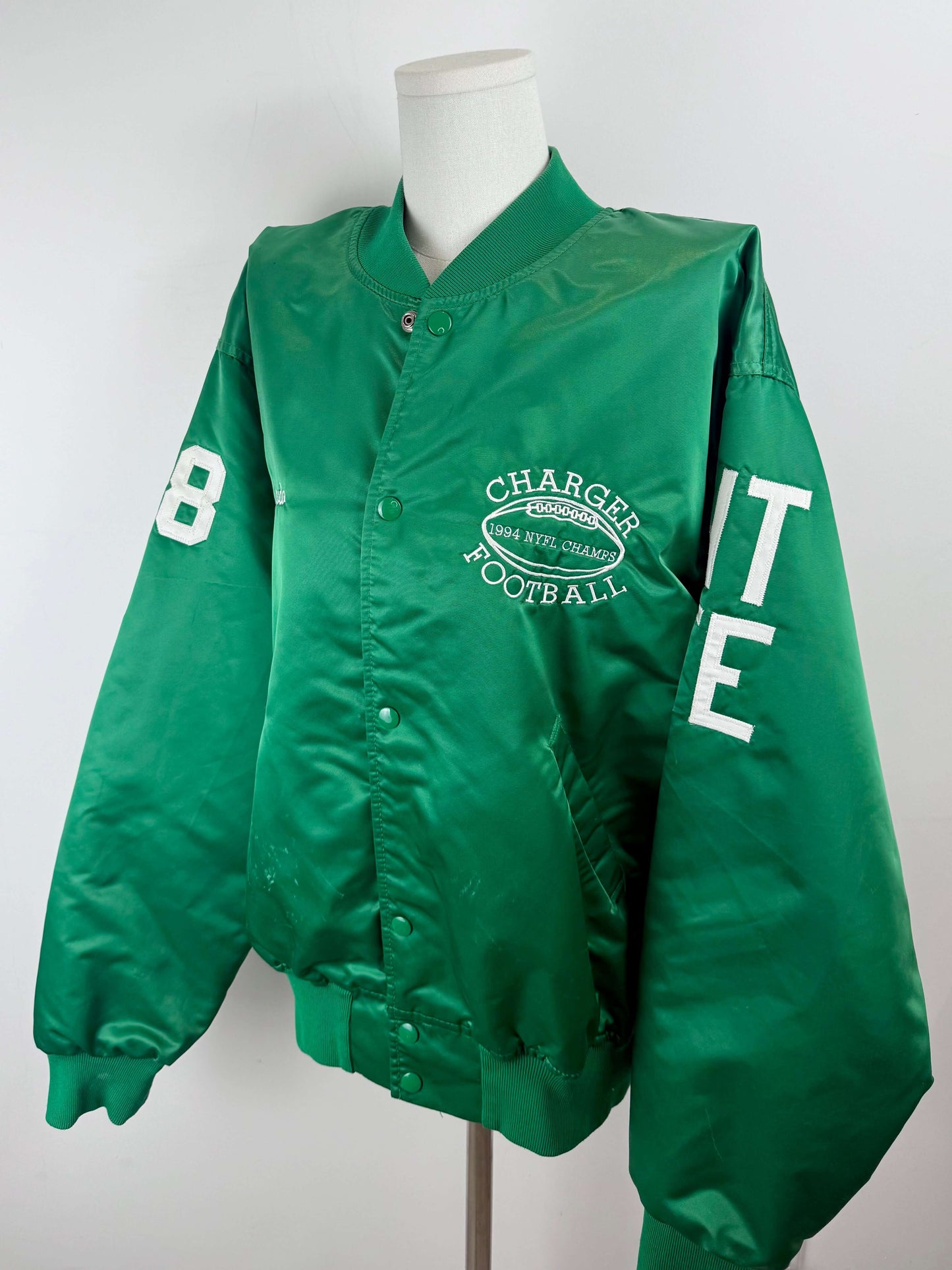 Vintage satin varsity jacket groen | Laura Stappers Vintage