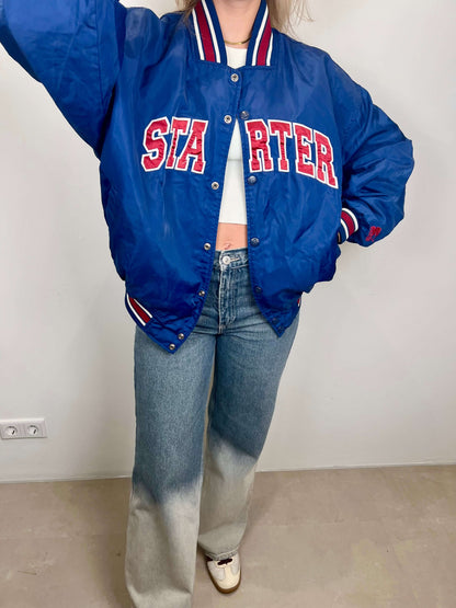 Starter spell out bomber jacket blue | Laura Stappers Vintage