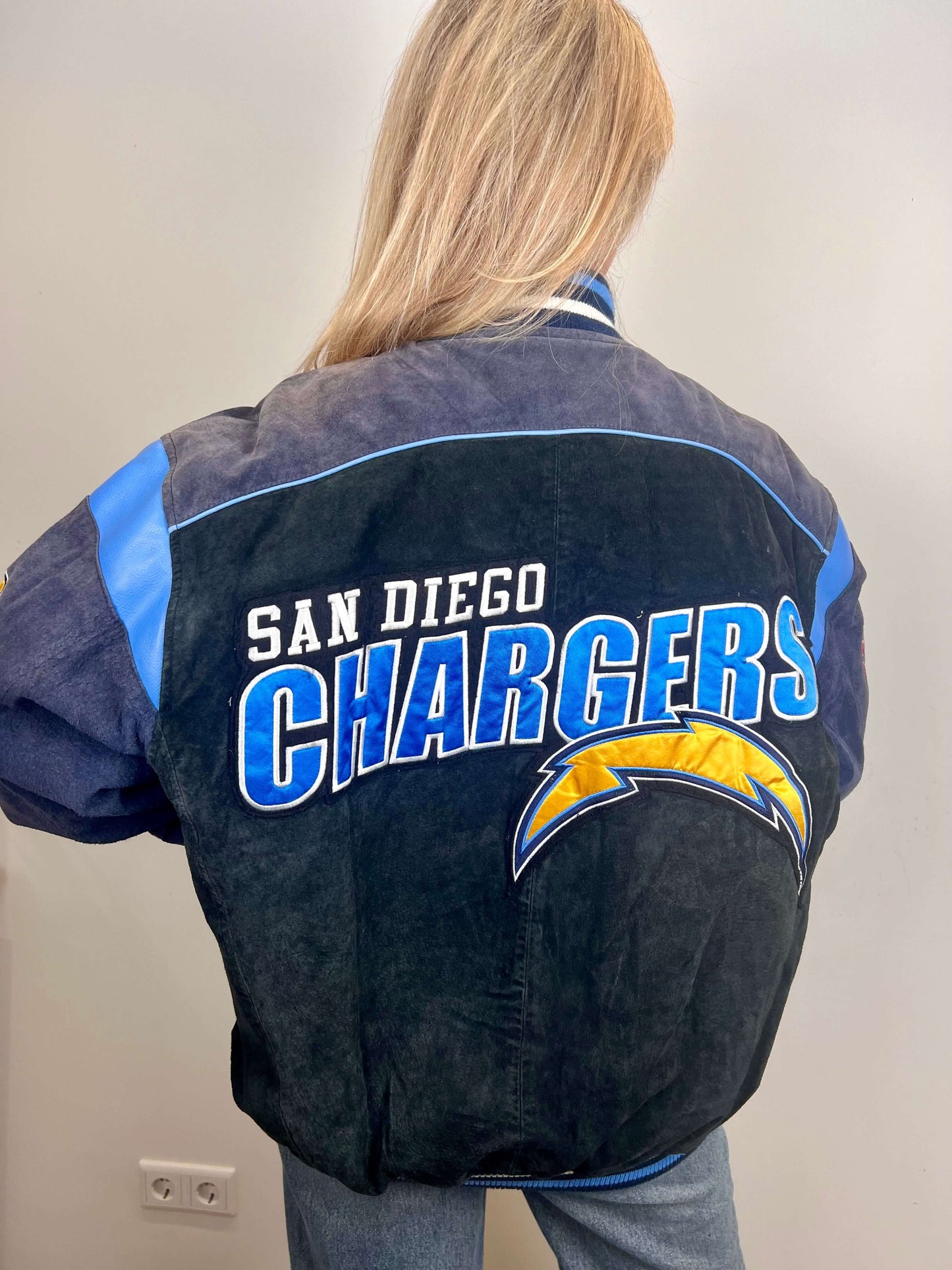 San Diego Chargers suede jacket | Laura Stappers Vintage