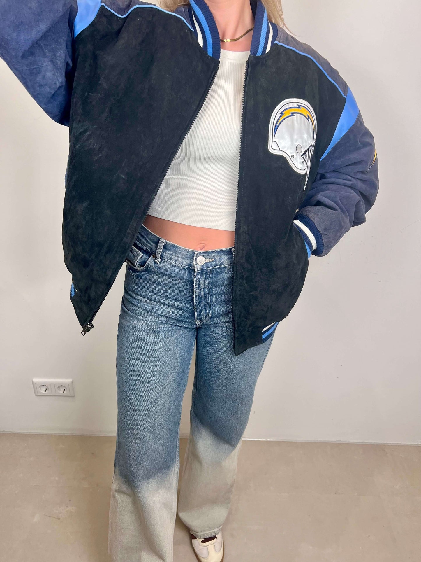 San Diego Chargers suede jacket | Laura Stappers Vintage