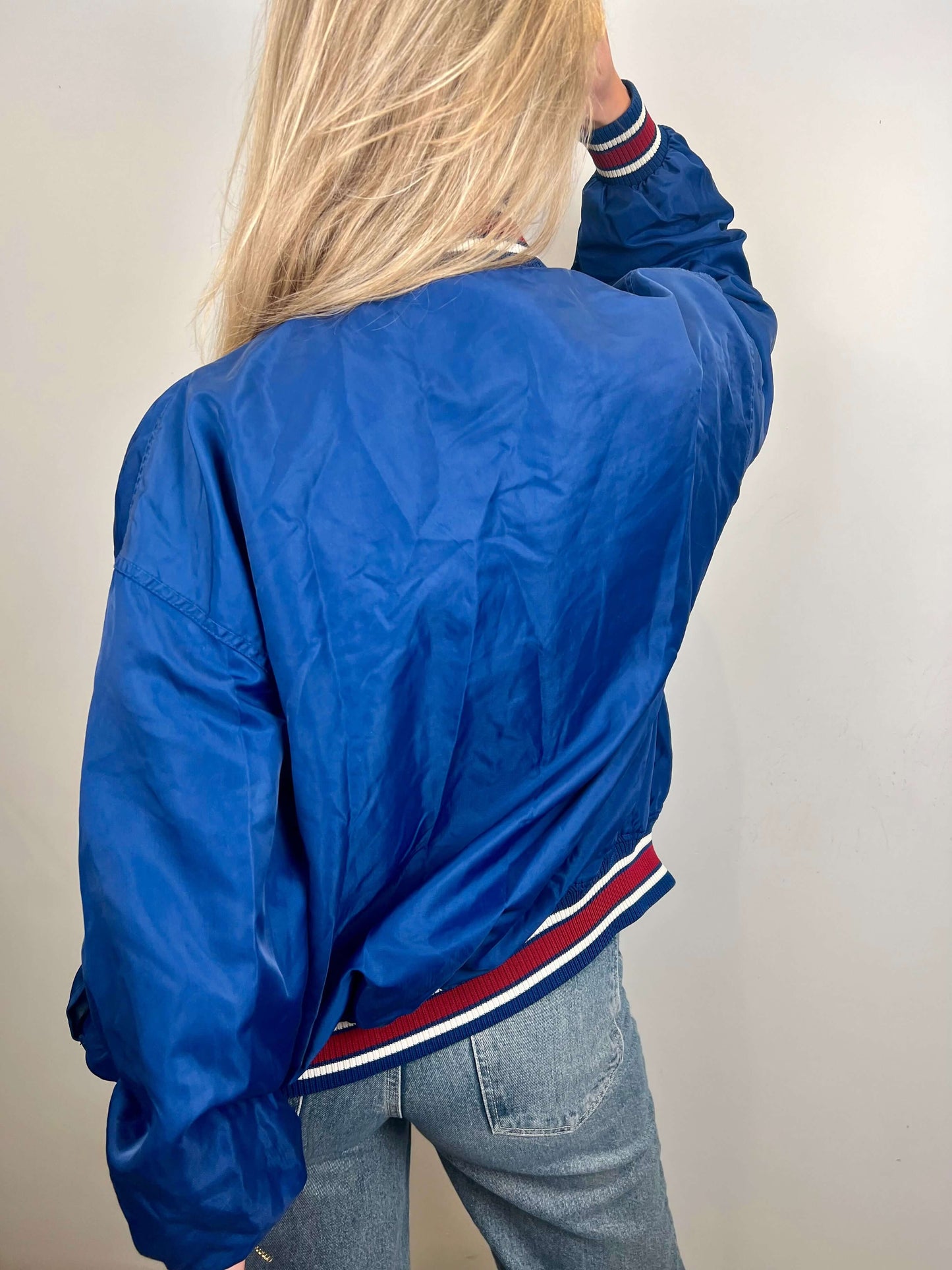 Starter spell out bomber jacket blue | Laura Stappers Vintage