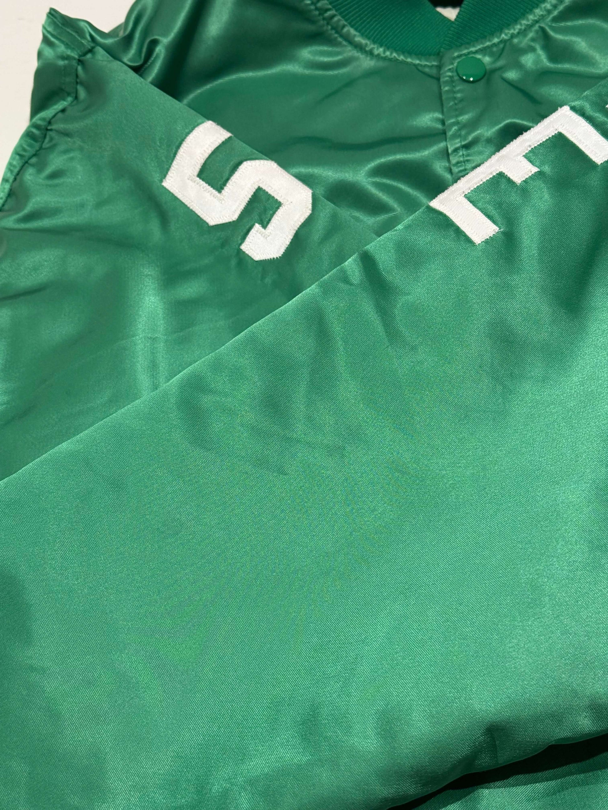 Vintage satin varsity jacket groen | Laura Stappers Vintage