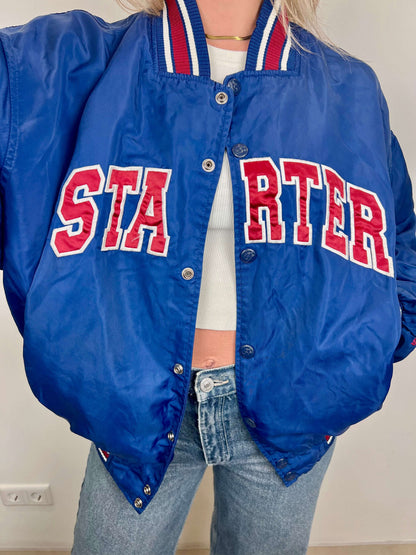 Starter spell out bomber jacket blue | Laura Stappers Vintage