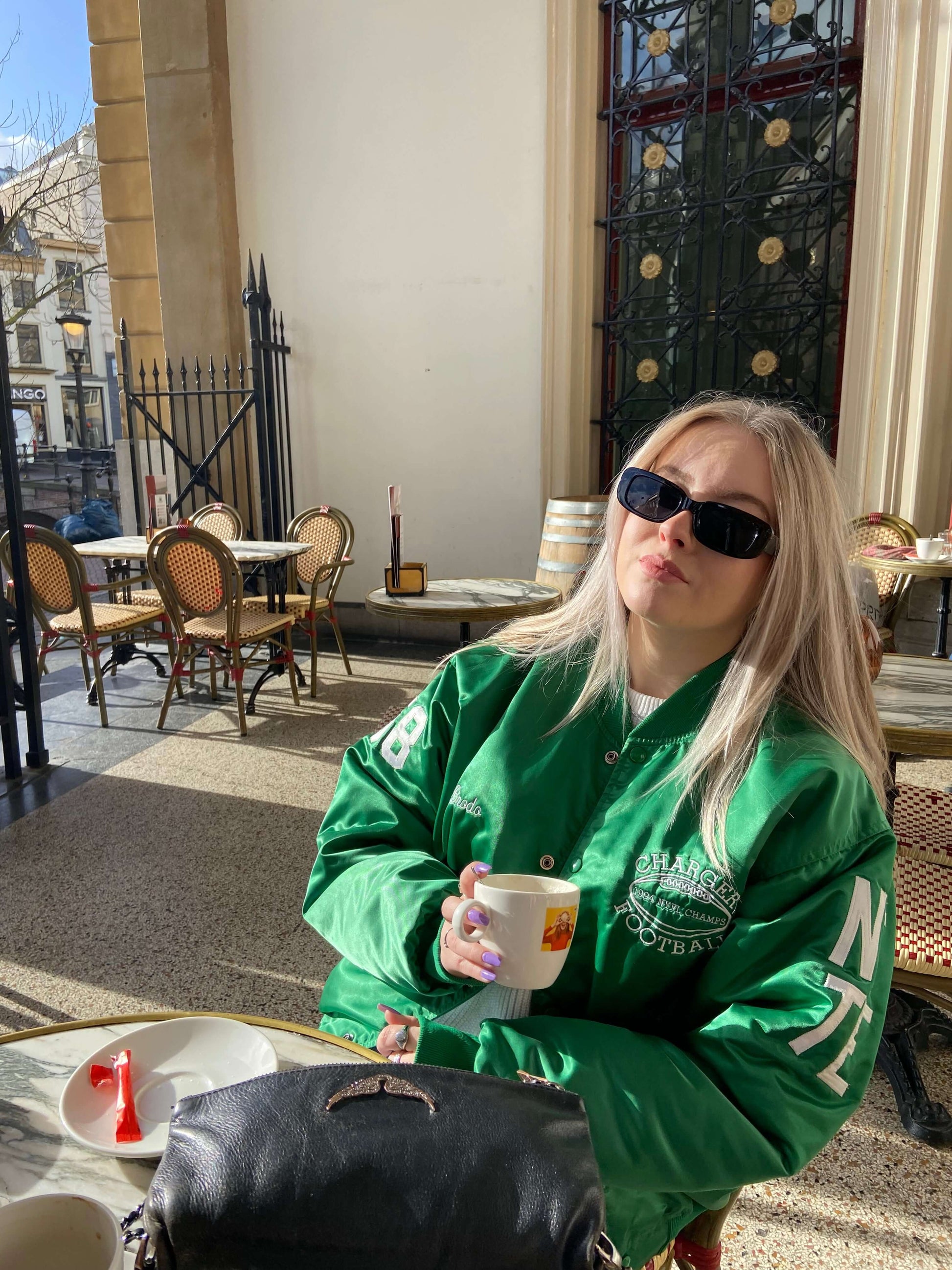 Vintage satin varsity jacket groen | Laura Stappers Vintage