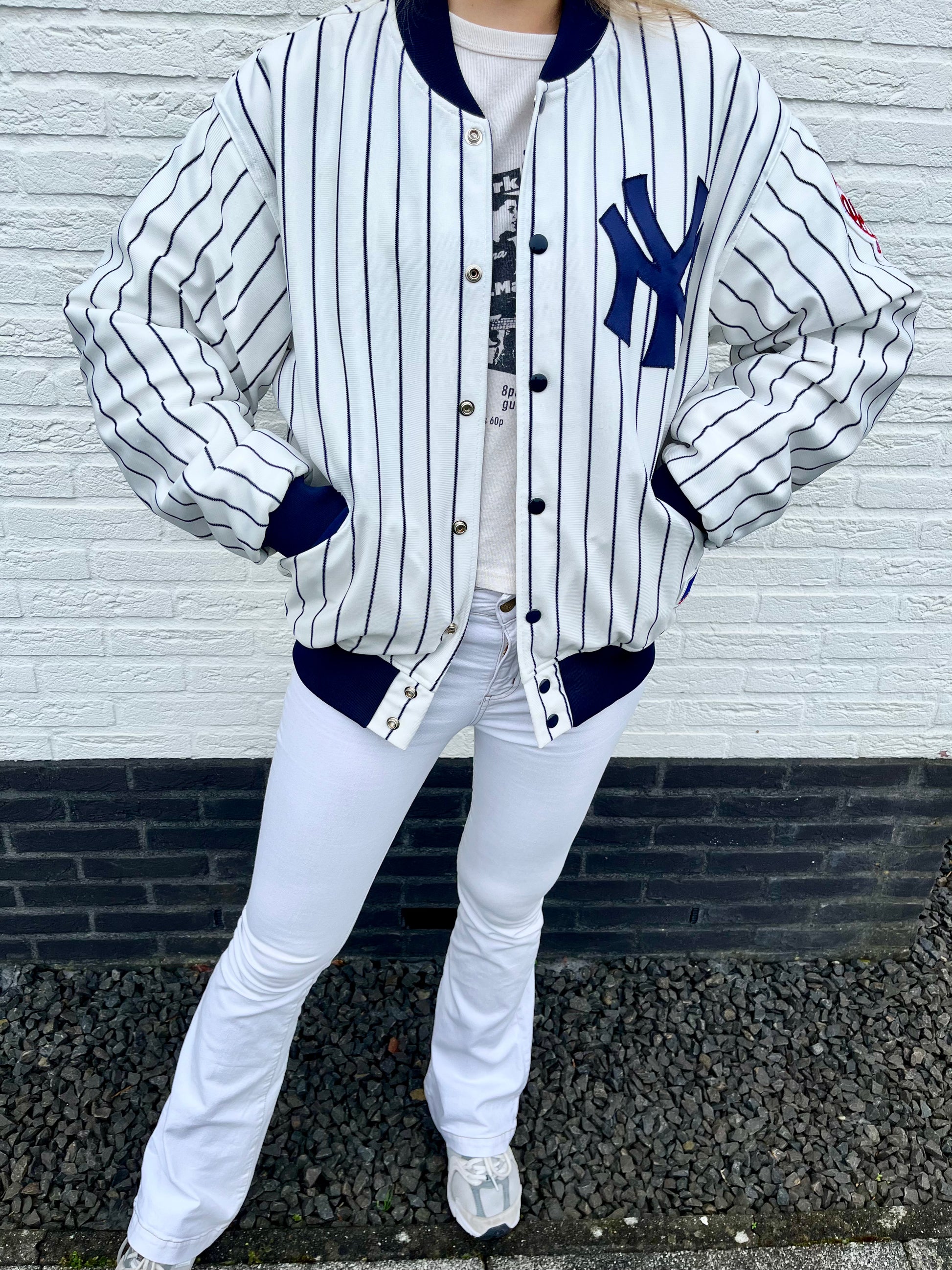 Vintage NY Yankees gestreifte Jacke