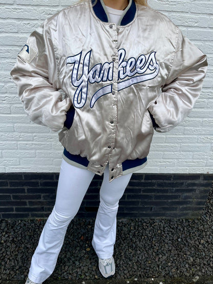 New York Yankees satin metallic bomber | Laura Stappers Vintage