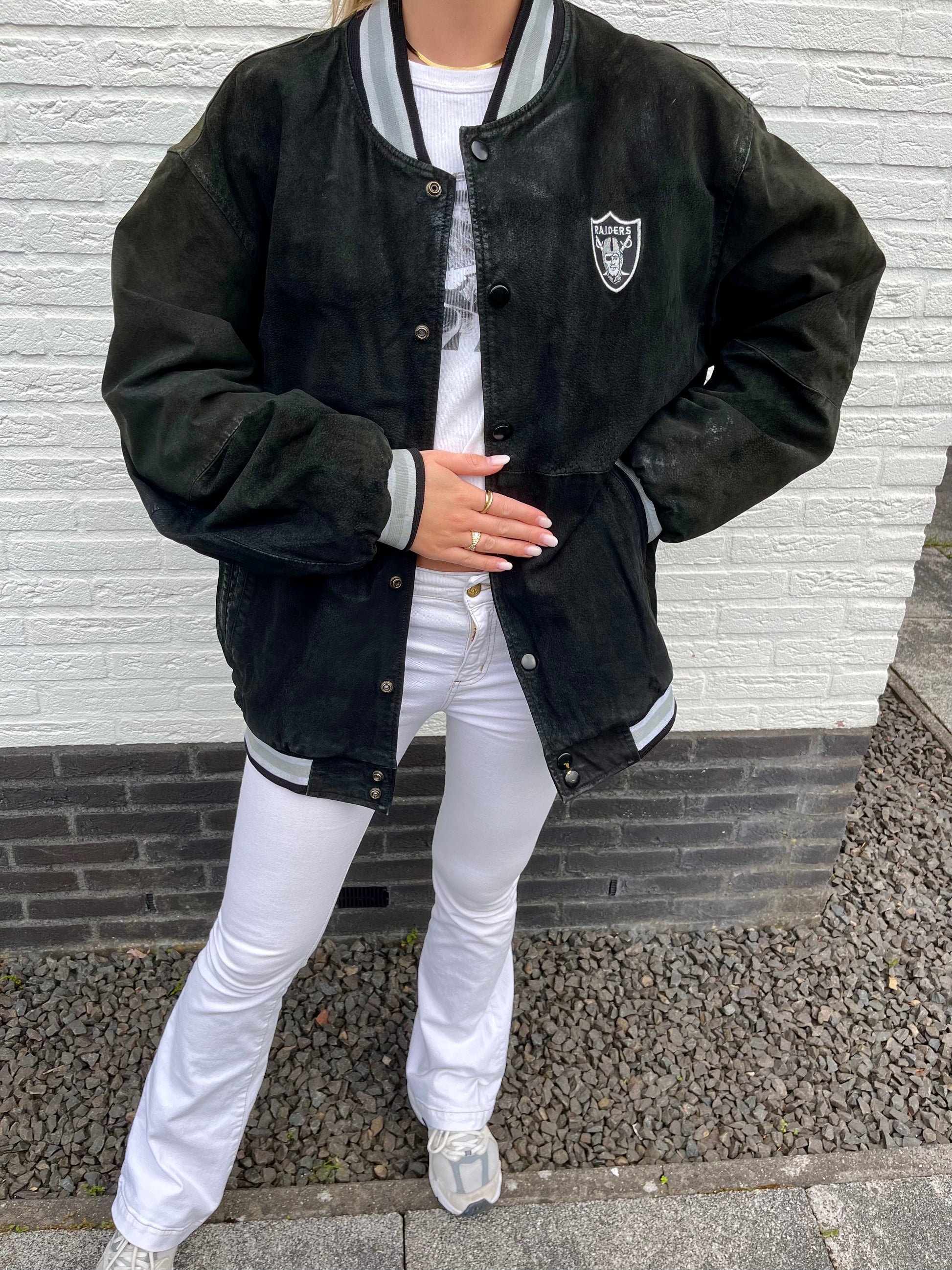Vintage Oakland Raiders leather jacket | Laura Stappers Vintage