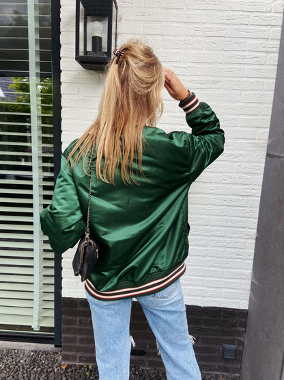 WICKS bomber size M groen satin | Laura Stappers Vintage