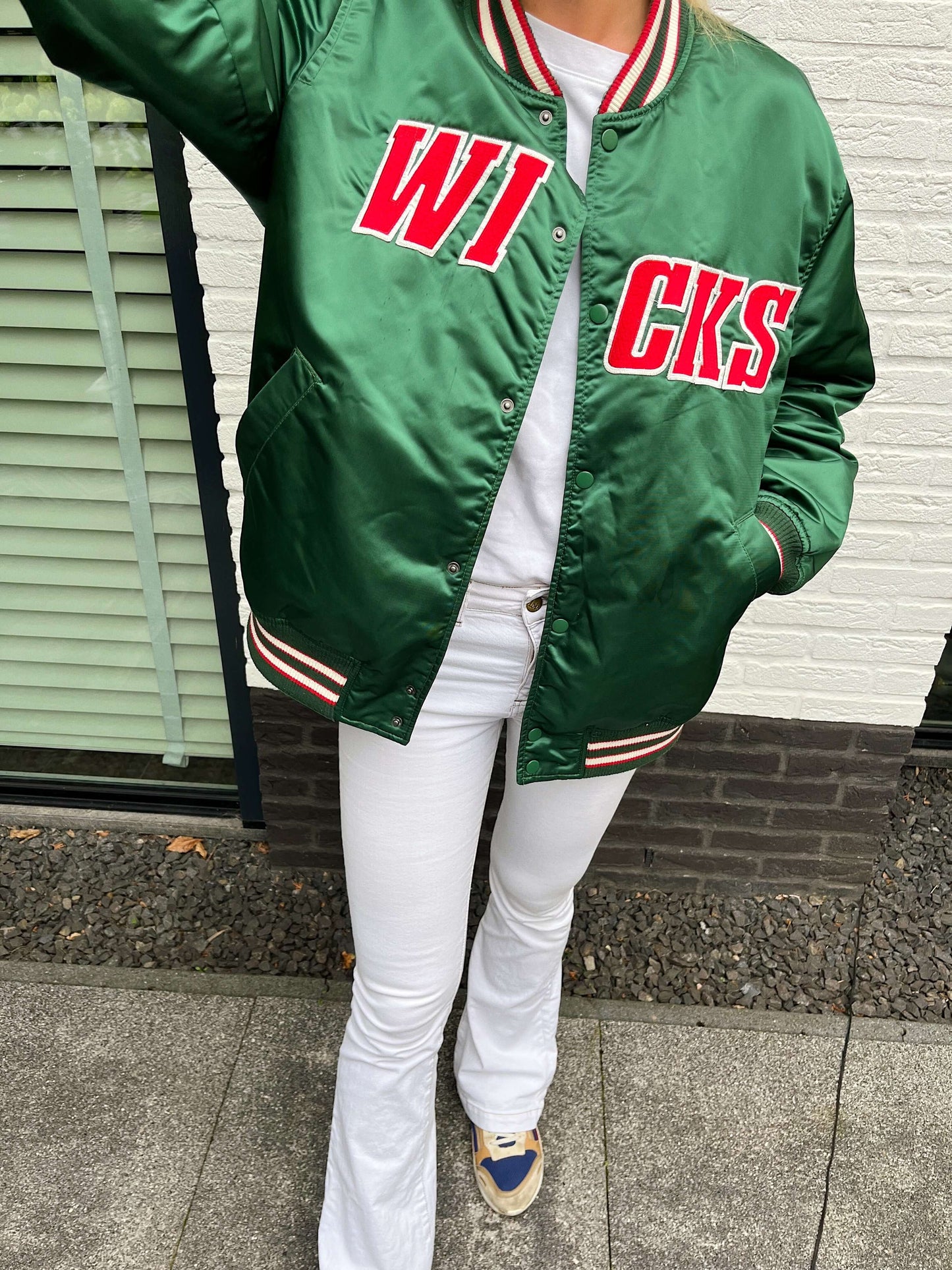 WICKS bomber size L groen satin | Laura Stappers Vintage