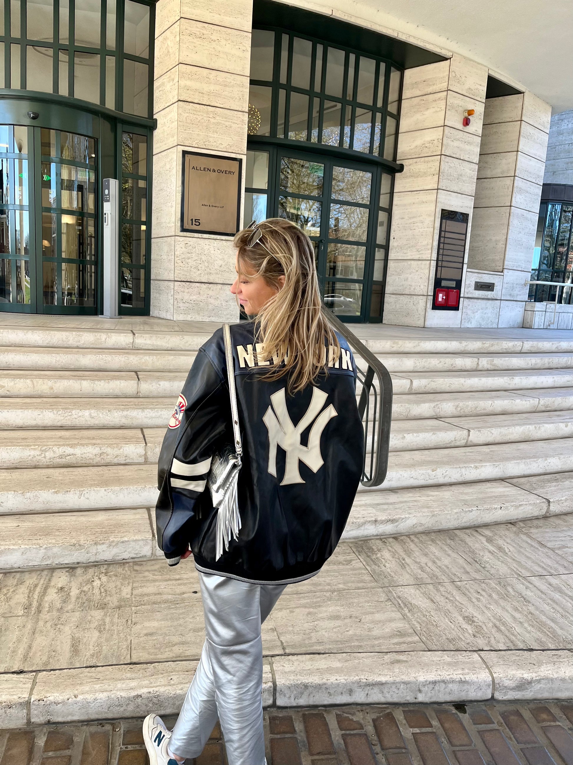 NY Yankees leather look bomber | Laura Stappers Vintage