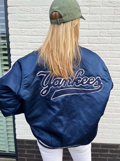 NY Yankees satin jacket blue | Laura Stappers Vintage