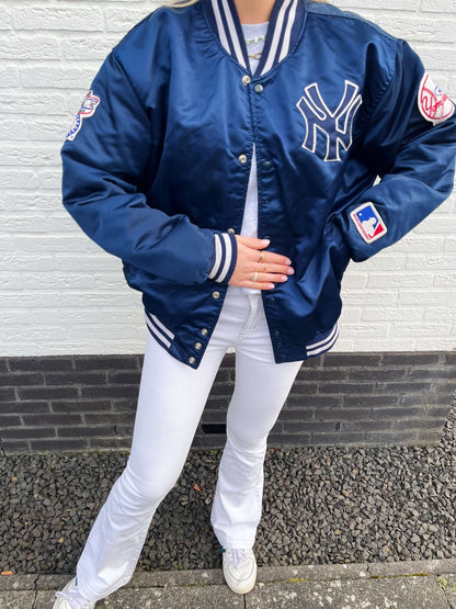 NY Yankees satin jacket blue | Laura Stappers Vintage