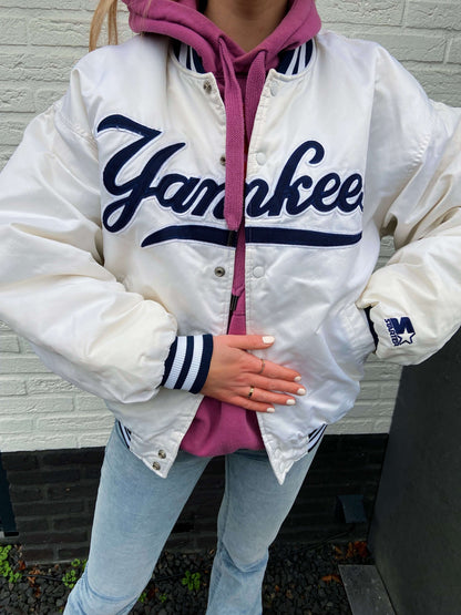 vintage Yankees spell out bomber white Starter | Laura Stappers Vintage