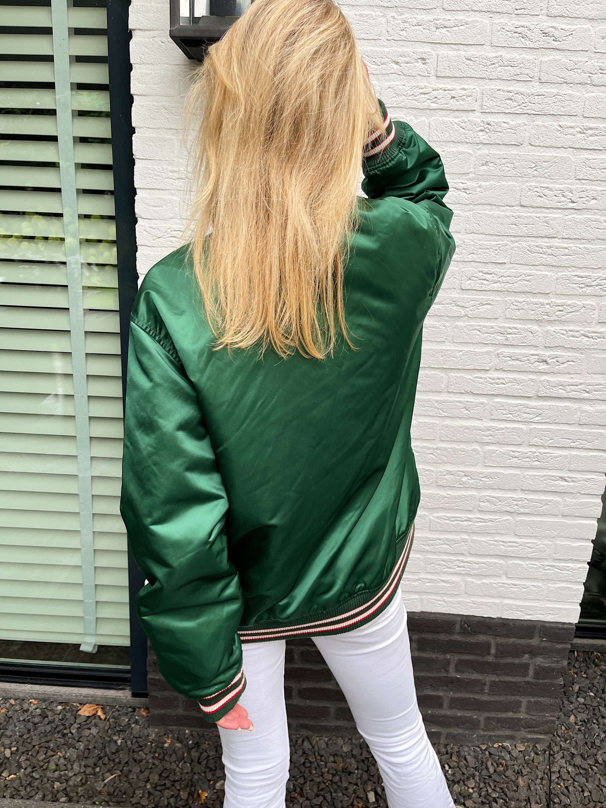 WICKS bomber size L groen satin | Laura Stappers Vintage