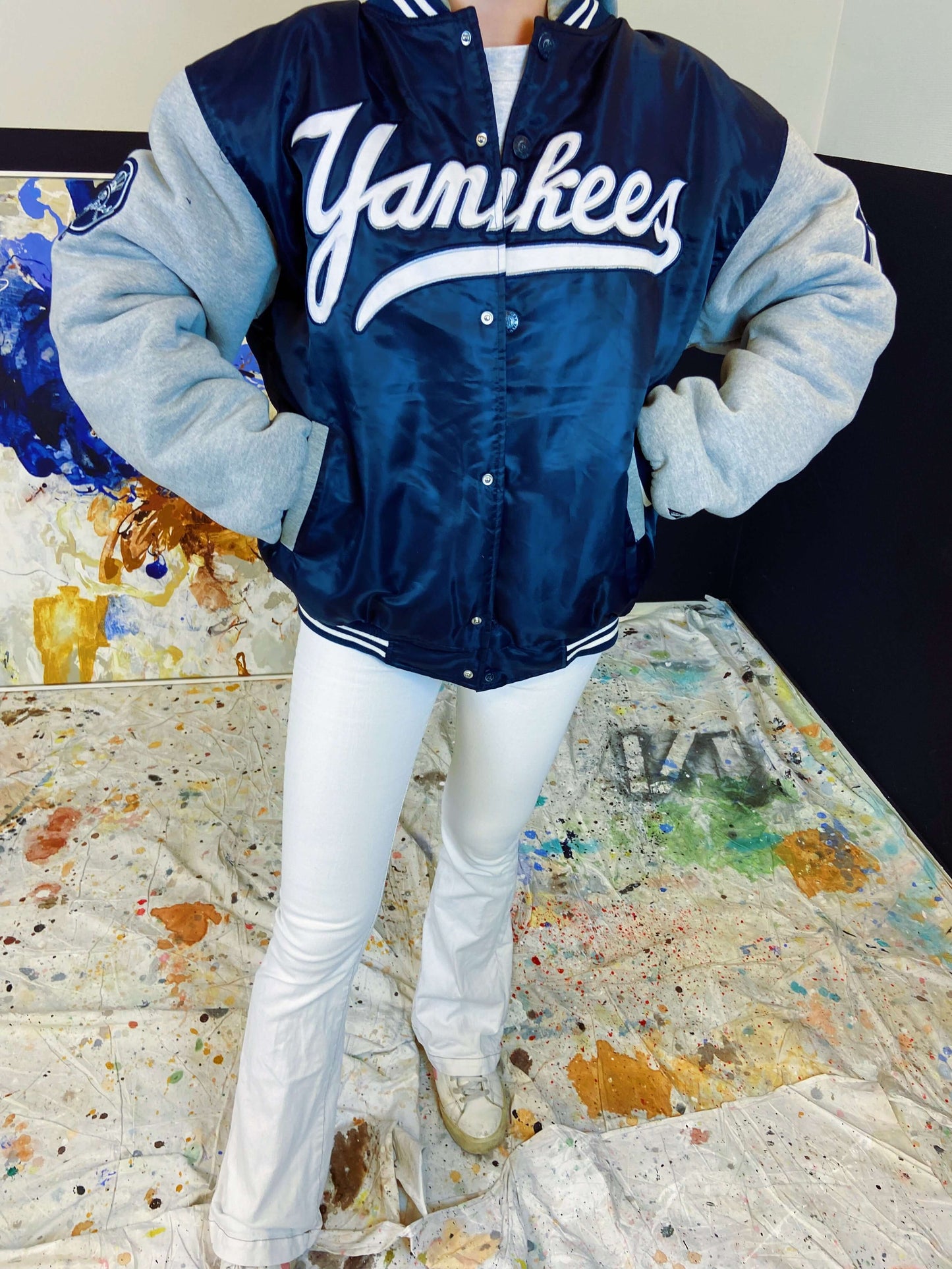 Yankees hooded bomber spell out | Laura Stappers Vintage