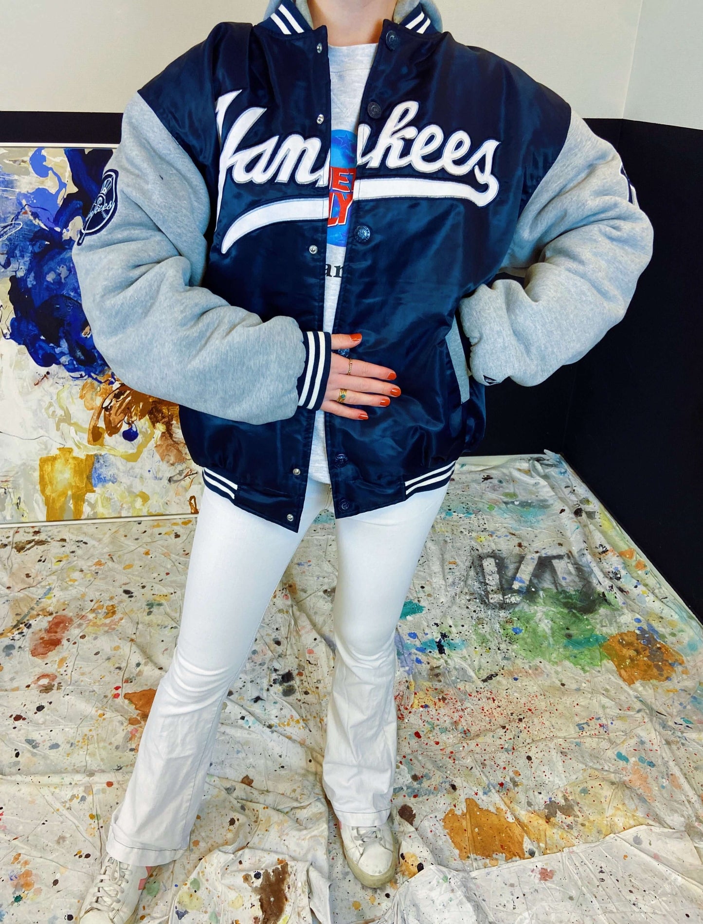 Yankees hooded bomber spell out | Laura Stappers Vintage