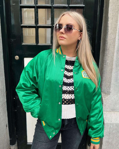 Vintage satin bomber jacket groen | Laura Stappers Vintage