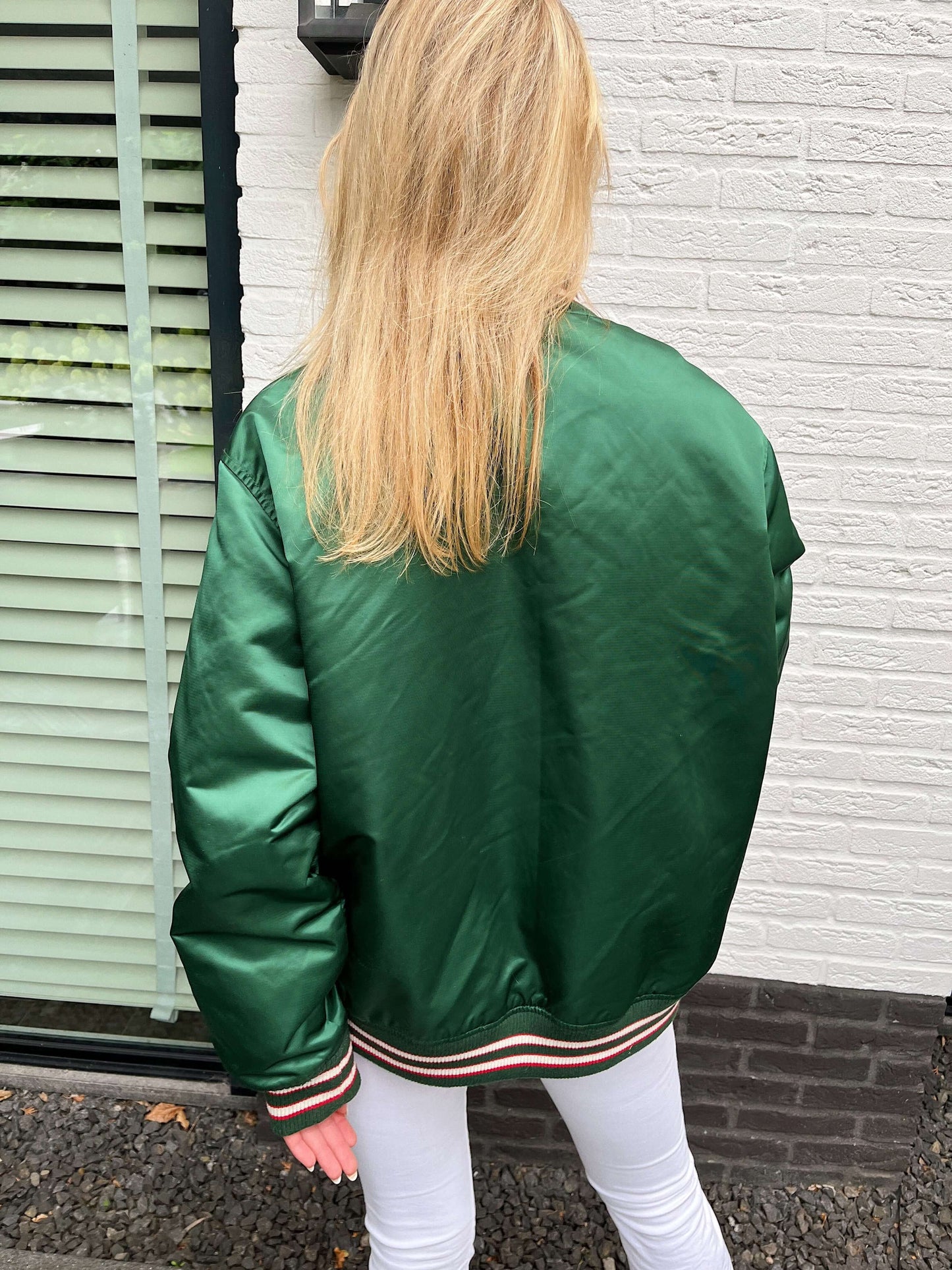 WICKS bomber size L groen satin | Laura Stappers Vintage