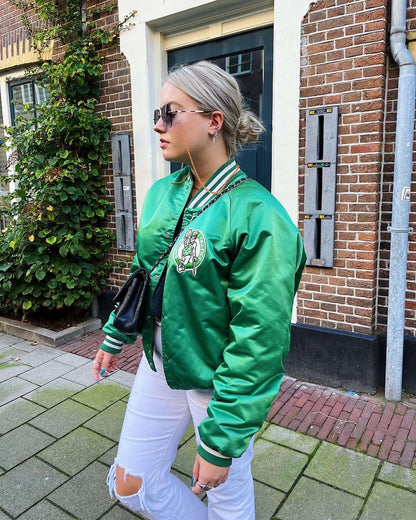 vintage Boston Celtics bomber jacket | Laura Stappers Vintage