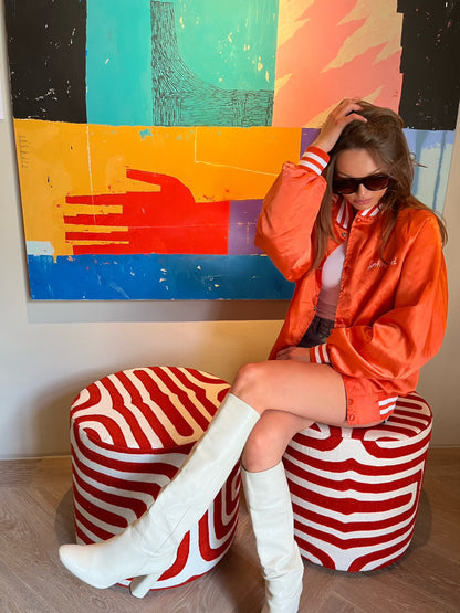 Vintage orange satin bomber | Laura Stappers Vintage