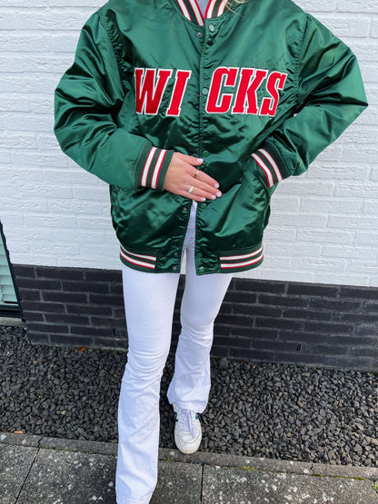 H&M Wicks bomber satijn groen oversized | Laura Stappers Vintage