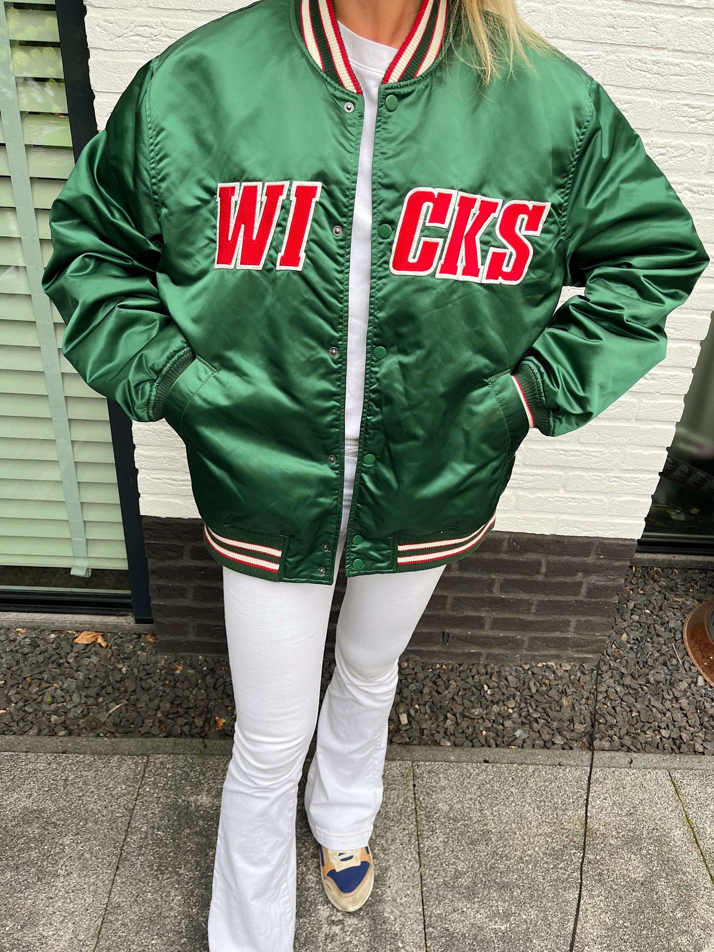 WICKS bomber size L groen satin | Laura Stappers Vintage