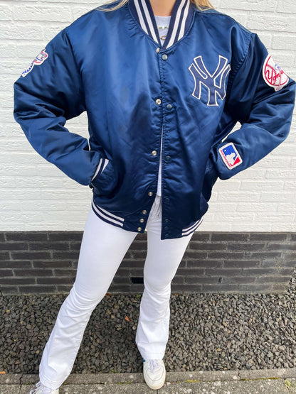 NY Yankees satin jacket blue | Laura Stappers Vintage