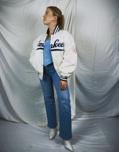 vintage Yankees spell out bomber white Starter | Laura Stappers Vintage