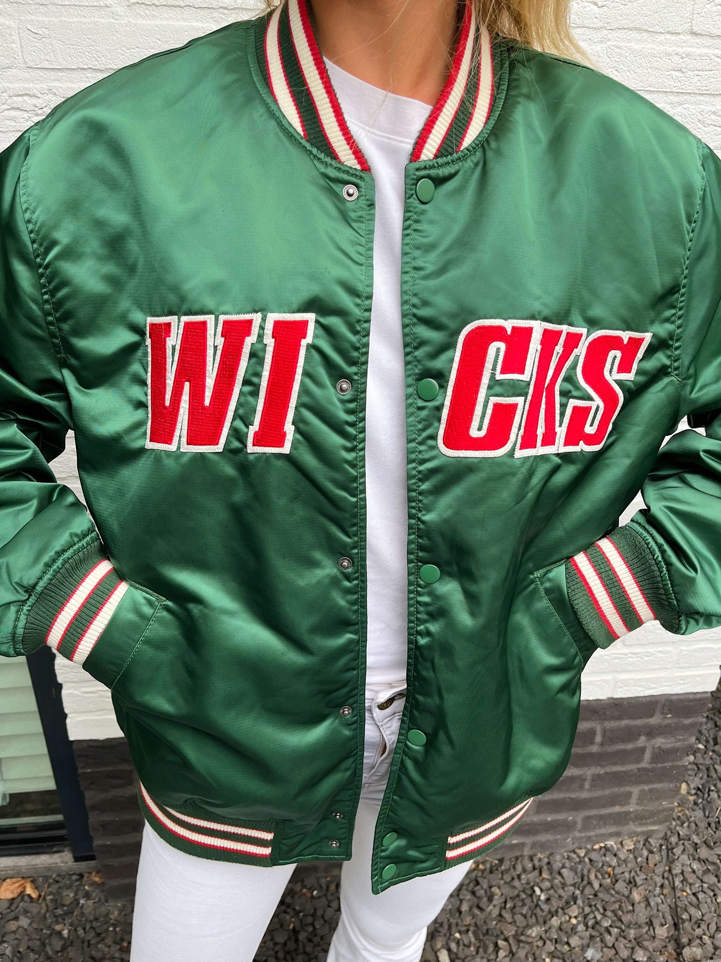 WICKS bomber size L groen satin | Laura Stappers Vintage