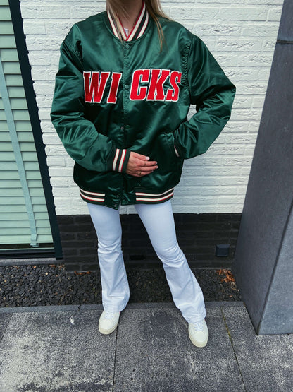 H&M Wicks bomber satijn groen oversized | Laura Stappers Vintage