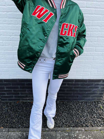 H&M Wicks bomber satijn groen oversized | Laura Stappers Vintage