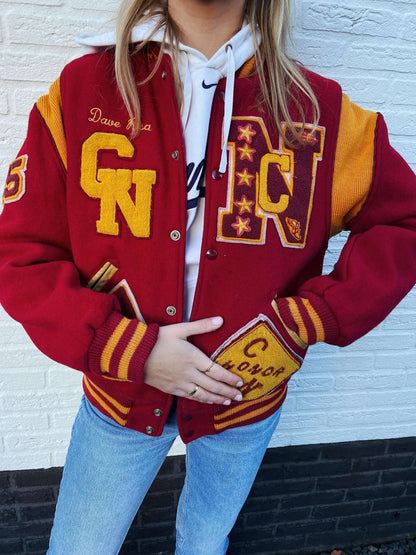 vintage varsity college bomber rood | Laura Stappers Vintage