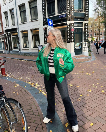 Vintage satin bomber jacket groen | Laura Stappers Vintage