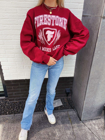 Vintage burgundy Firestone sweater | Laura Stappers Vintage