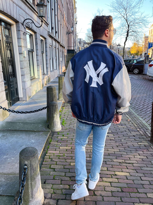 Vintage Yankees bomber jacket grijs | Laura Stappers Vintage