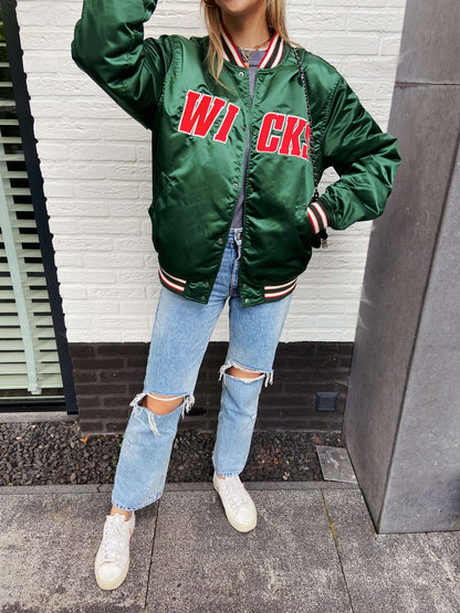 WICKS bomber size M groen satin | Laura Stappers Vintage