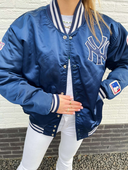 NY Yankees satin jacket blue | Laura Stappers Vintage