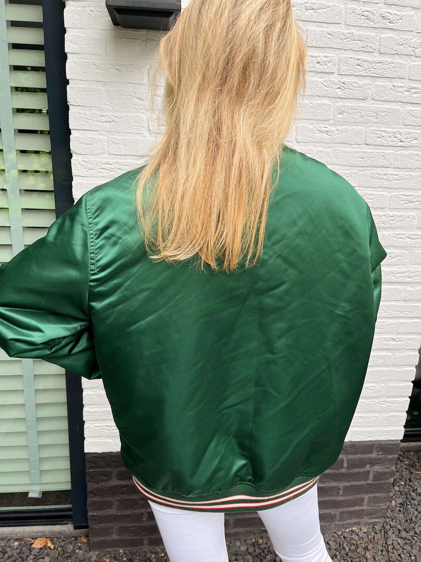 WICKS bomber size L groen satin | Laura Stappers Vintage