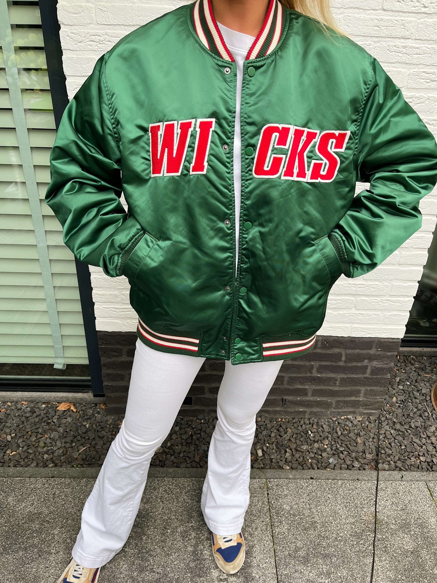 WICKS bomber size L groen satin | Laura Stappers Vintage