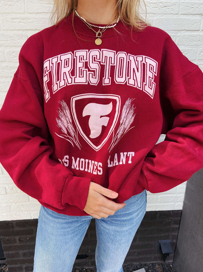 Vintage burgundy Firestone sweater | Laura Stappers Vintage