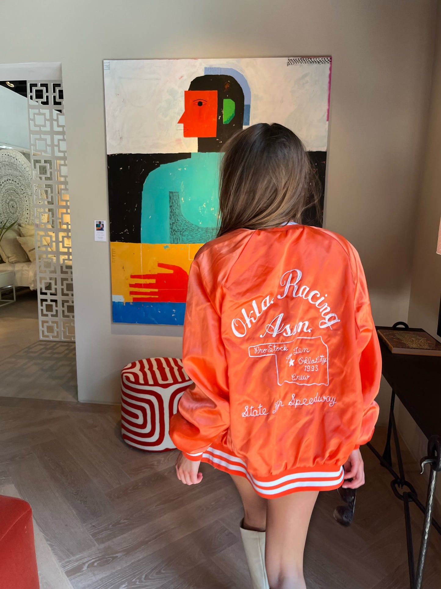 Vintage orange satin bomber | Laura Stappers Vintage